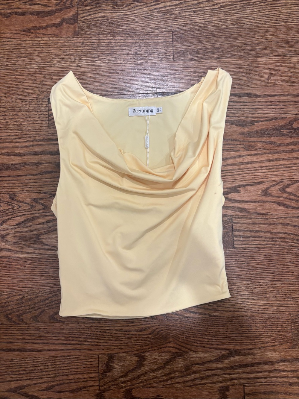 Beginning Boutique Soft Cowl Neck Crop Top in Light Yellow